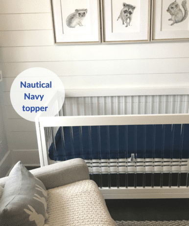Breathable Crib Mattress with Nautical Navy Topper
